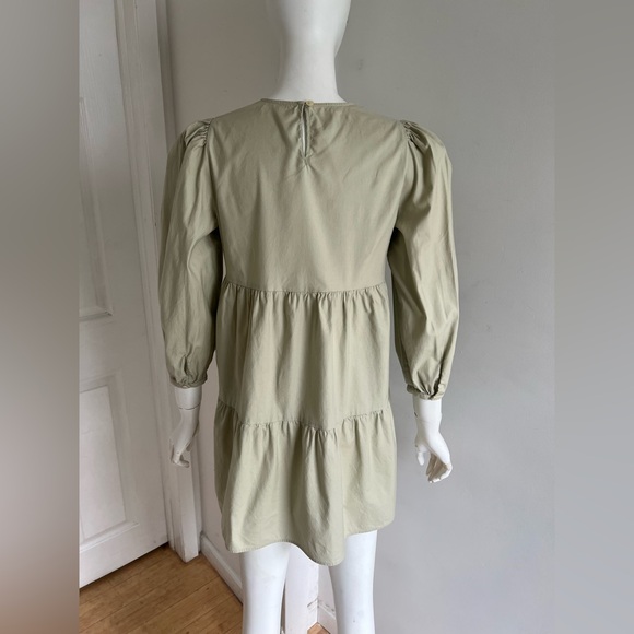 Reformation Beckett Women’s Light Green Tiered Long Sleeve Mini Dress Size XS - Picture 4 of 9